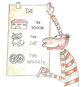 the house, the cat, the wheels, the kids
